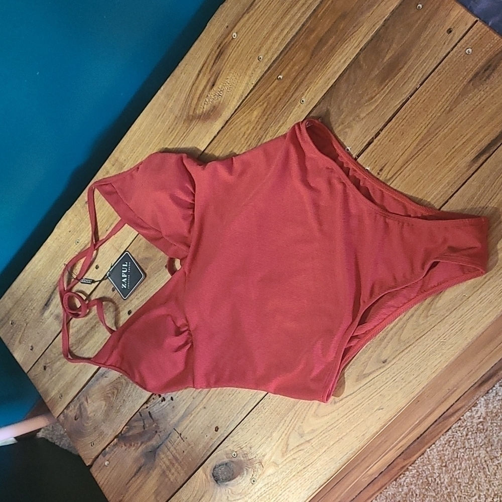New with tags red tie up one piece swim suit​